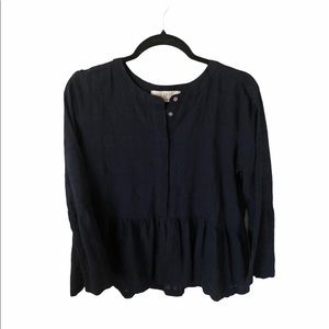 LOFT Navy Blue Peplum Blouse Size M